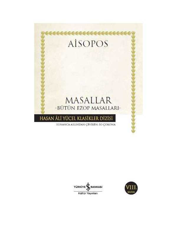 masallar - bütün ezop masalları - iş bankası yayınları