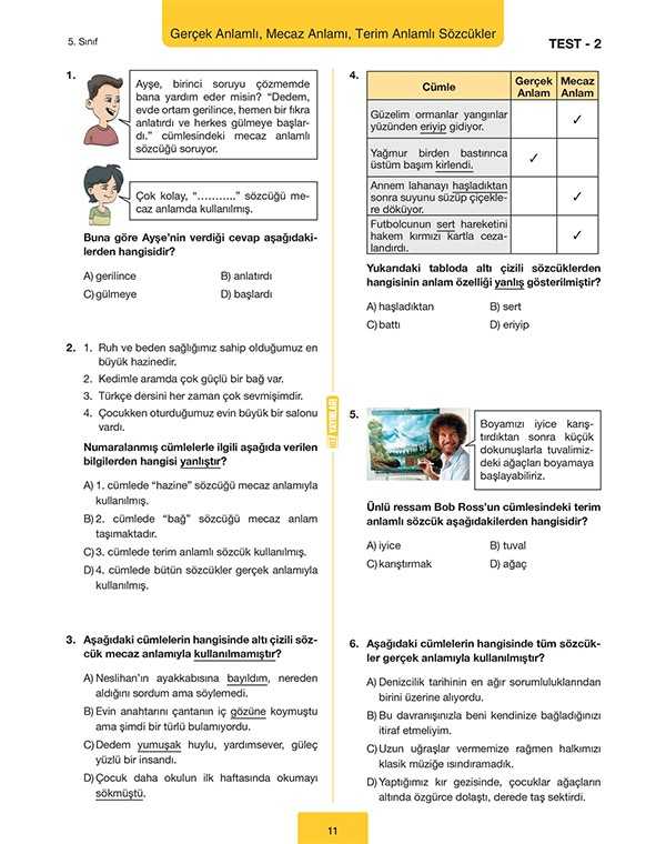5. sınıf türkçe soru bankası 2
