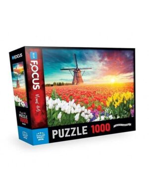 Blue Focus 1000 Parça Puzzle Tulips And Windmill